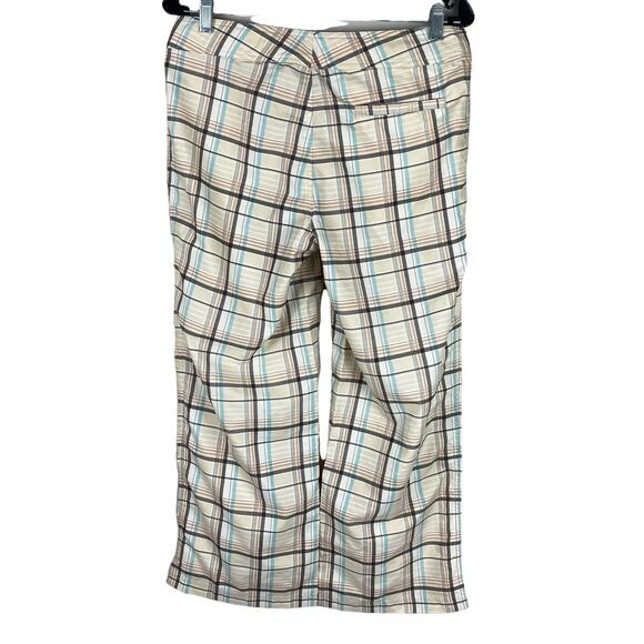 Athleta Women's Hook and Loop Closure Brown Beige Plaid Pants Size 8 EUC Golf - Picture 2 of 11
